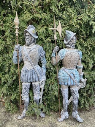 Pairvintage Mid Century Spanish Conquistadors Warriors Cast Aluminum Wall Decor