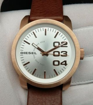 Old Stock - Diesel Dz1665 - Rose Gold Stainless Steel Brown Leather Men Watch