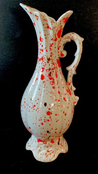 Vntg Mcm Retro Beige Orange Speckle Glaze Ceramic Flower Vase Boho 1960s?