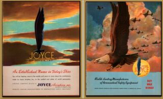 2 Wwii 1943 Joyce Aviation Inc Airchox Bald Eagle Print Ads