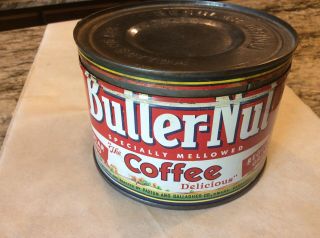 Vintage 1 Lb.  Butter - Nut Coffee Tin Can - Regular Grind