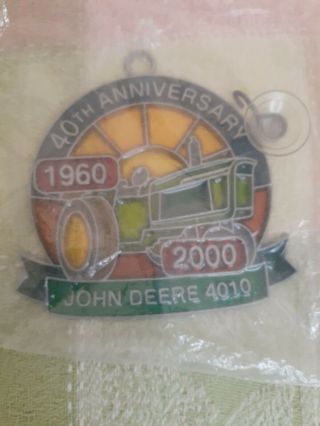 John Deere 40th Anniversary Stained Glass Sun Cathcher 4010 Tractor