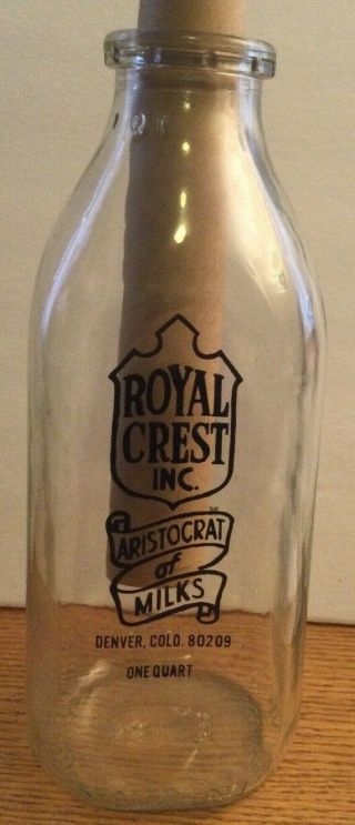 Royal Crest Inc.  Milk Bottle Denver Colorado 1 Quart Size