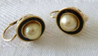 Vintage 14k Yellow Gold Pearl Earrings 4.  8 Grams Pierced Style Estate Find