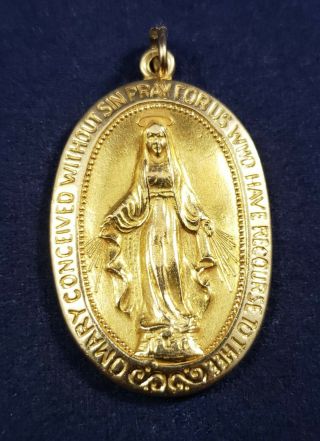 10k Gold Virgin Mary Miraculous Medal - 6.  6g Vintage Bracelet Charm Or Pendant
