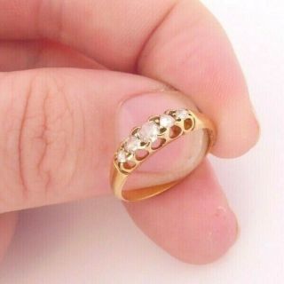 18ct Gold Old Mine Rose Cut Diamond Ring,  5 Stone Victorian
