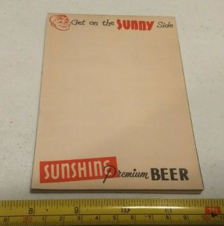 Vintage Sunshine Premium Beer Advertising Notepad