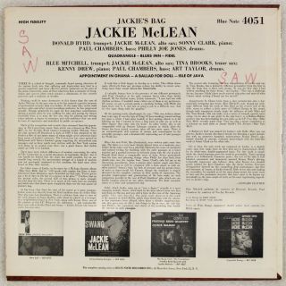 JACKIE McLEAN: Jackie’s Bag US Blue Note 4051 Orig Jazz LP Ear RVG DG 2