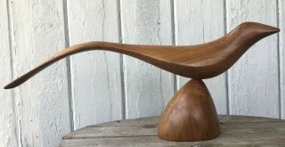 Emil Milan Signed Emilan Mid Century Danish Modern Walnut Bird Sculpture 2