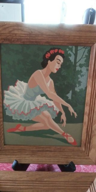 2 Vintage Paint By Number In Frame BALLERINA BALLETS Mid Century 50 ' s 60 ' s 2