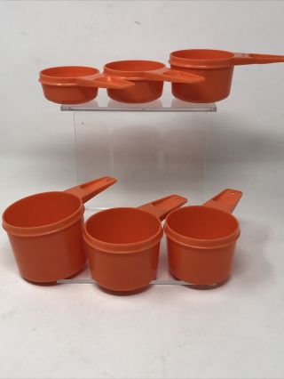 Vintage Set Of 6 Tupperware Measuring Cups Harvest Orange Complete
