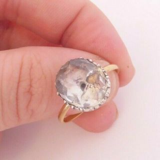 9ct Gold Domed Back Black Spot Paste Set Ring,  Large Georgian