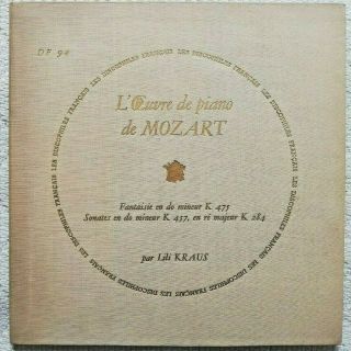 Lili Kraus Mozart Piano French Lp Les Discophiles Francais Df 94