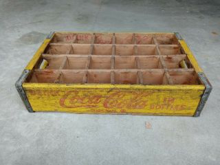 Vintage Coca - Cola Yellow Bottle Case Wooden Crate Tray - 1980s