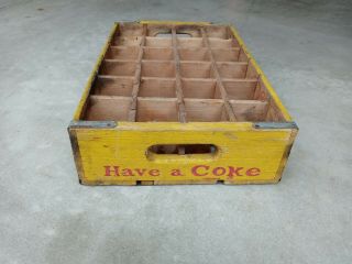Vintage Coca - Cola Yellow Bottle Case Wooden Crate Tray - 1980s 2