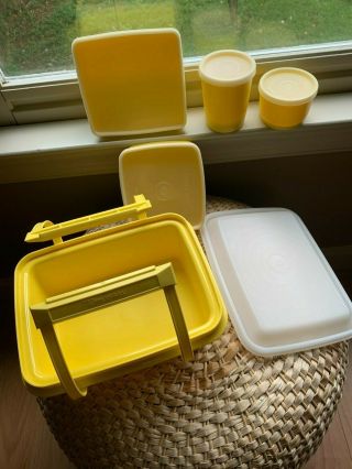 Vintage Tupperware 1254 Pack N Carry Lunch Box With Handle And Containers