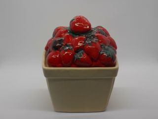 Vintage Basket Of Strawberries Cookie Jar,  House Of Webster Ceramics Texas Usa