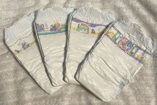 (4) Loose Vintage Huggies Ultratrim Diapers For Him Size 2 Plastic Rare