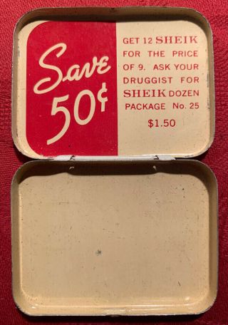 Vintage Shiek Condom Tin Birth Control