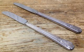 Wm Rogers Mfg Avalon Cabin Is Silver Silverplate 2 Modern Hollow Grille Knives