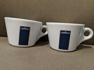 2x Lavazza Espresso Coffee Mug Cup Ceramic Cappuccino Latte White Blue Logo 4oz