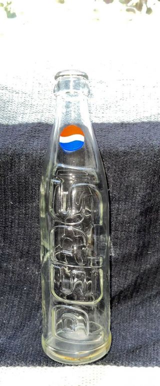 Vintage Collectible Pepsi Cola Classic Raised Letter Glass Bottle Small Logo