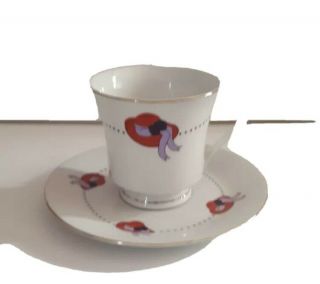 Red Hat Cup & Saucer By Darice Red Hat Society Tea Cup Gold Trim Mother’s Day