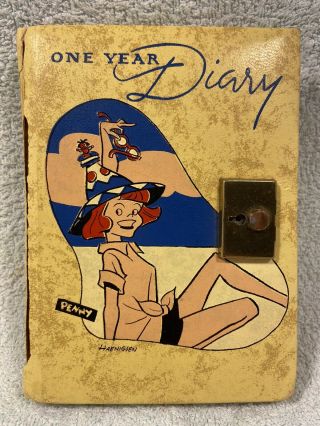Vintage Partially Personal Diary - 10 Year Old Girl - 1958 - Rare