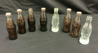 8 1950s 1960s Miniature Glass Coca Cola Coke Soda Bottles