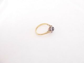 18ct gold platinum natural sapphire old cut diamond cluster ring,  art deco 3