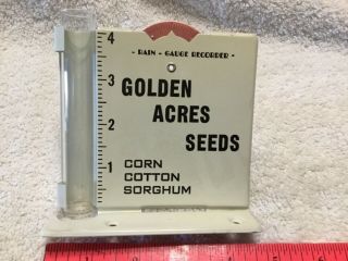 Vintage Golden Acres Seeds Metal Rain Gauge