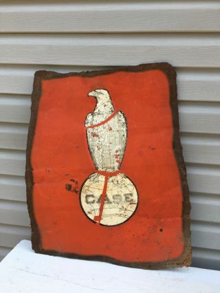 Vtg Case Farm Machinery Implement Seed Sign Eagle Gas Oil Soda Feed Patina Metal