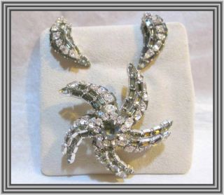 Sherman CHARCOAL & CLEAR - DOMED FIGURAL STARFISH CLUSTER MOTIF BROOCH SET NR 2