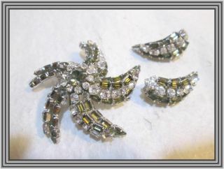 Sherman CHARCOAL & CLEAR - DOMED FIGURAL STARFISH CLUSTER MOTIF BROOCH SET NR 3
