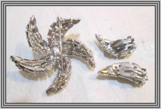 Sherman CHARCOAL & CLEAR - DOMED FIGURAL STARFISH CLUSTER MOTIF BROOCH SET NR 4