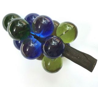 Vintage Mcm Green And Blue Lucite Acrylic 9 " Grape Cluster