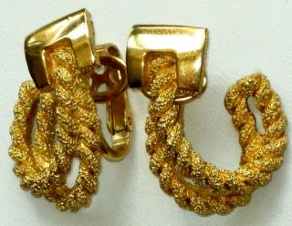 VTG 1950 ' s CROWN TRIFARI GOLD PLATED SET: NECKLACE BRACELET CLIP ON EARRINGS 5