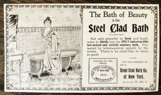 C1890s Steel Clad Bath Co.  Ny Vtg Art Print Ad Beauty Lady Antique Claw Foot Tub