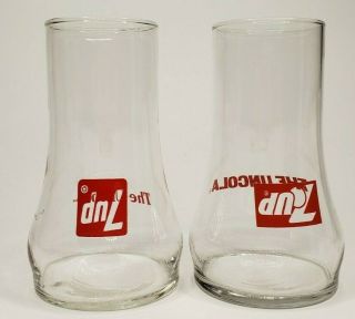 7up The Uncola 2 Different Vintage Logos Upside Down Soda Glass Set Of 2