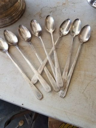 Set Of 8 Tudor,  Community Silver Plate Ice Tea Spoons