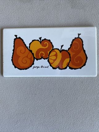 Mid - Century Georges Briard Orange Apple Pear Metal Tile Trivet / Coasters