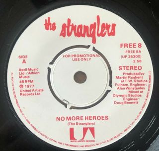 The Stranglers Heroes V Rare Uk White Label 1 - Sided Promo 7 " Ps Punk Sex Pistols