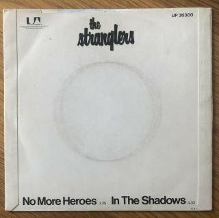 The Stranglers Heroes V RARE UK White Label 1 - sided Promo 7 