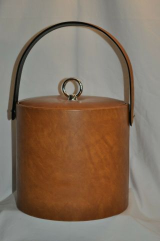 Vintage Barware Mid Century Modern Georges Briard Ice Bucket Faux Leather
