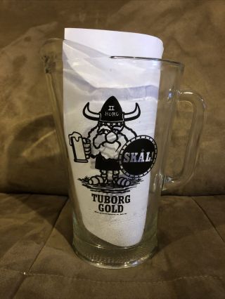 Very Cool Tuborg Gold Beer Glass Pitcher Viking Skal Barware Minnesota Skol