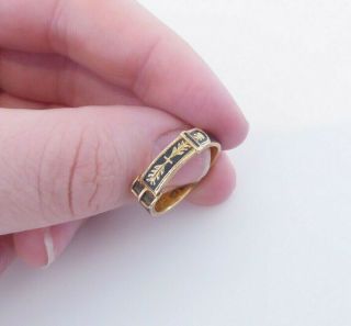 15ct Gold Black Enamel Buckle Ring,  H&s 1872 Victorian