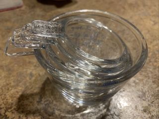 Set 4 Vintage Clear Glass Measuring Nesting Cups 1/4c 1/3c 1/2c 1c & Ounces Oz