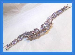 Sherman Alexandrite & Lilac -.  50 " Wd Semi Rigid Double Leaf Cluster Bracelet