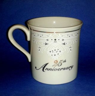 Vintage Lenox 25th Anniversary Mug Cup Embossed Artwork Made In U.  S.  A.