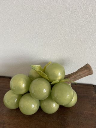 Vintage Lime Green Lucite Grapes Cluster Acrylic Mcm Shimmery 8” Balls Driftwood